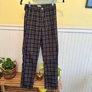 John Galt Brandy Melville California Soft Plaid stretch waist button closure pan
